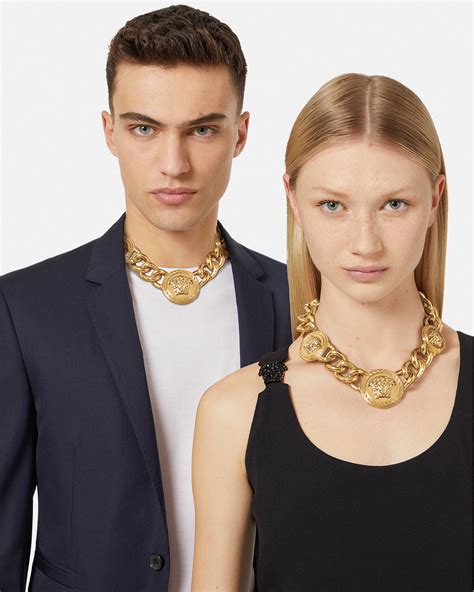 versace medusa necklace cheap|Versace lock statement necklace.